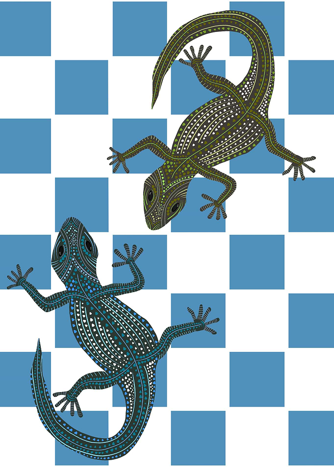 Two Lizards Checkerboard