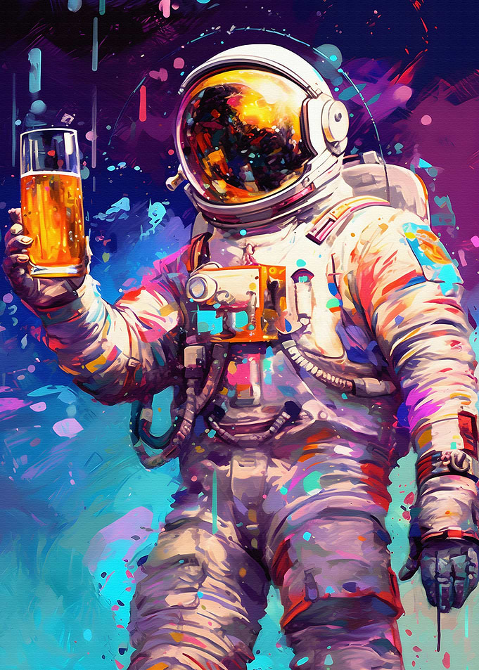 astronaut with a beer