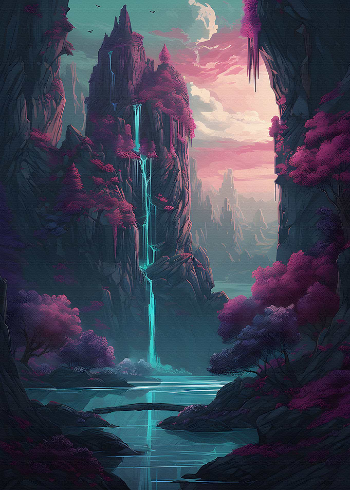 Japan Landscape Neon Art