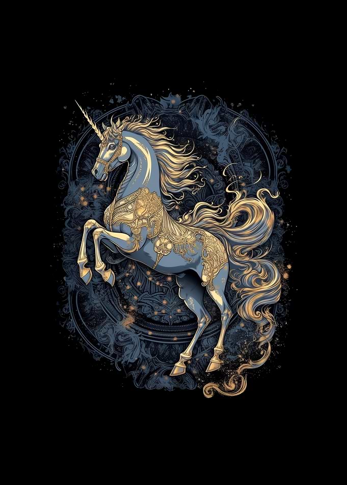 Unicorn Rearing On Hind