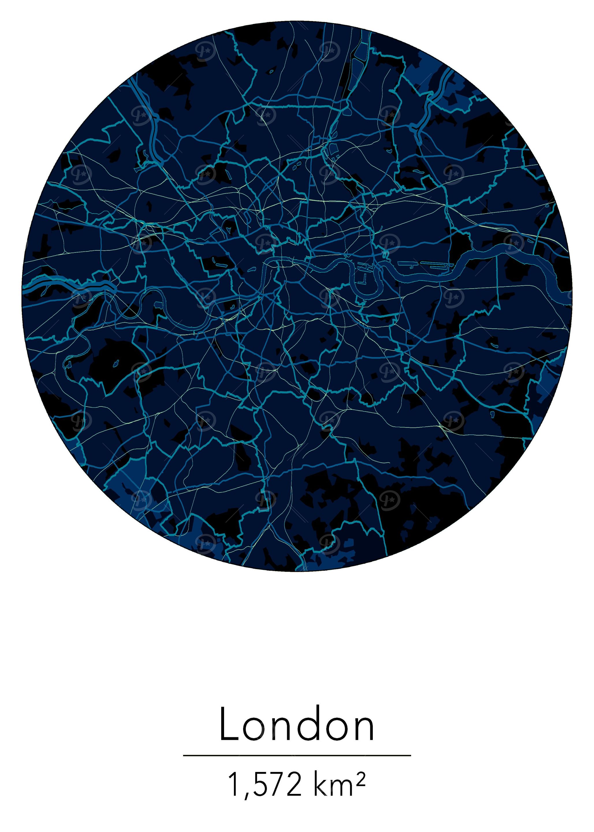 London blue round map