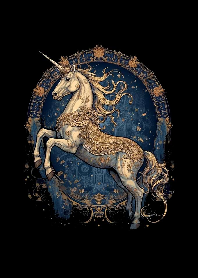 Unicorn Rearing On Hind