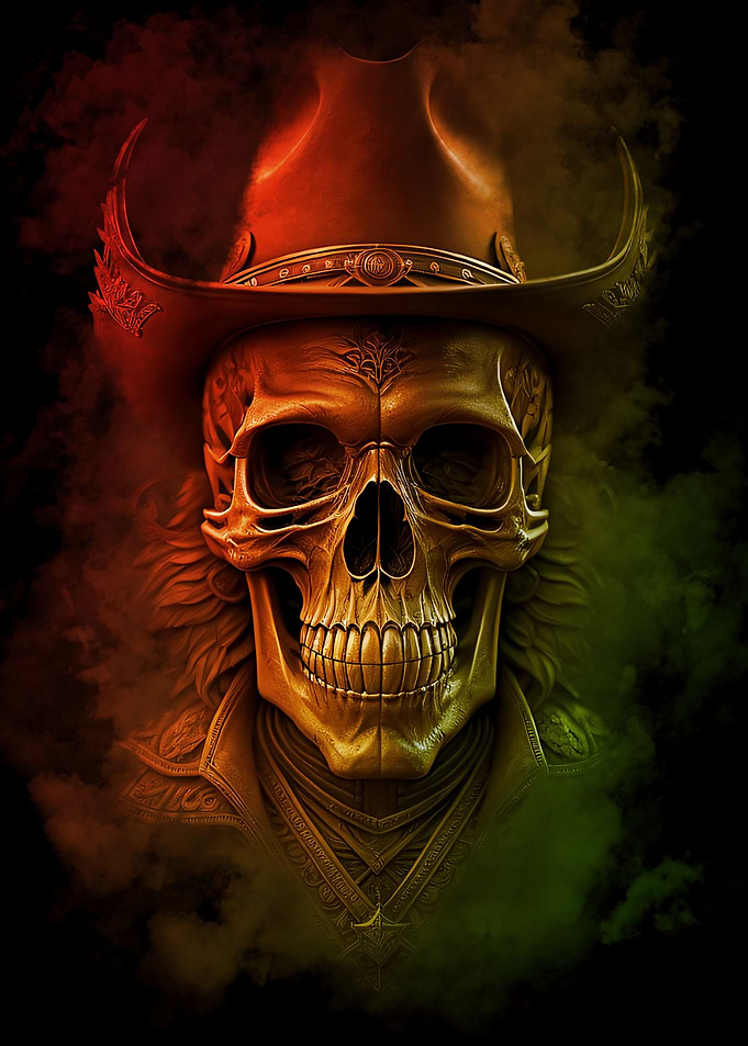 Smokey cowboy skull