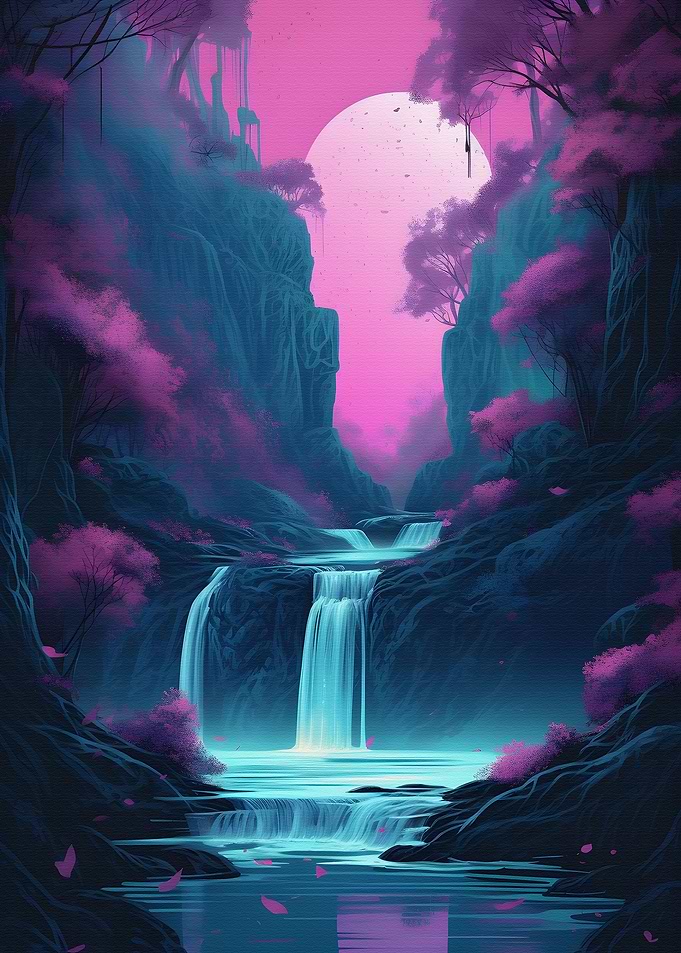 Japan Landscape Neon Art