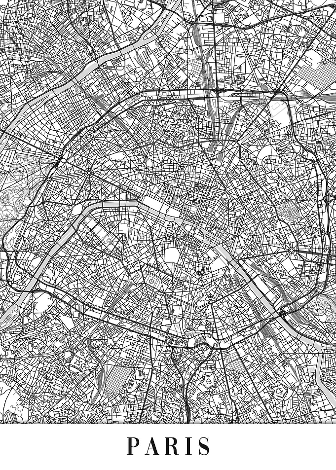 Paris White Map