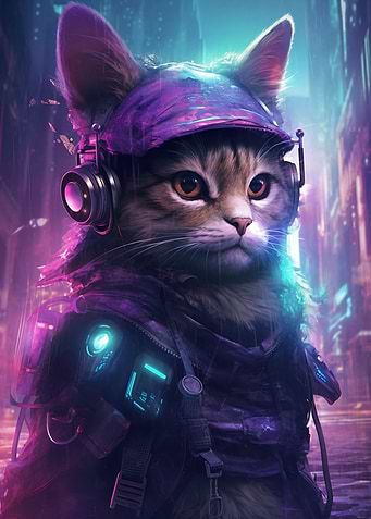 Futuristic Cyberpunk Cat