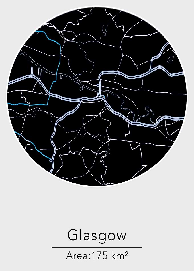 Glasgow black round map
