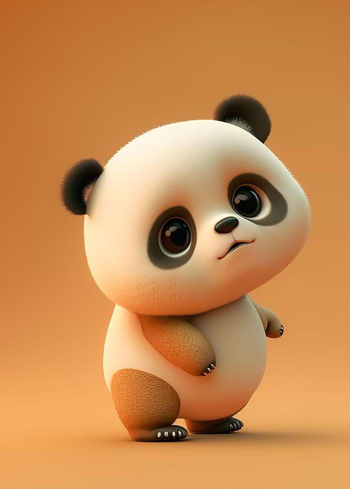 Cute baby white panda