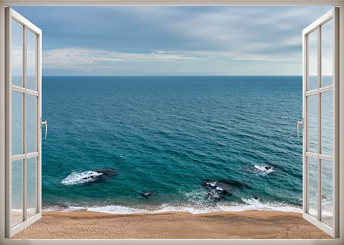 Window view beach calm