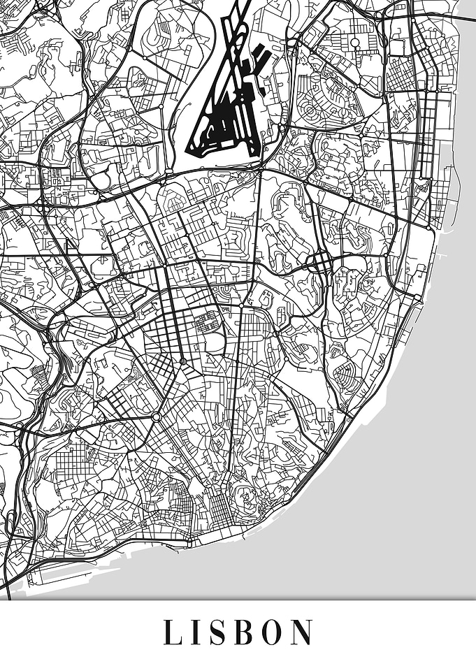 Lisbon White Map