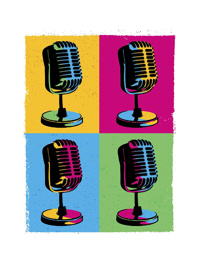Pop art microphones music