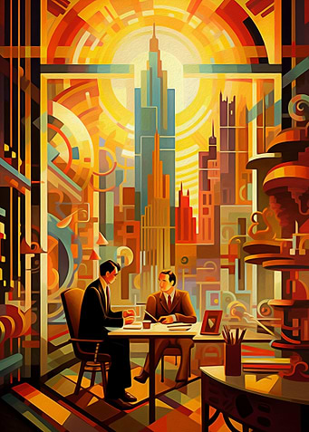 Geometric Cityscape Gold