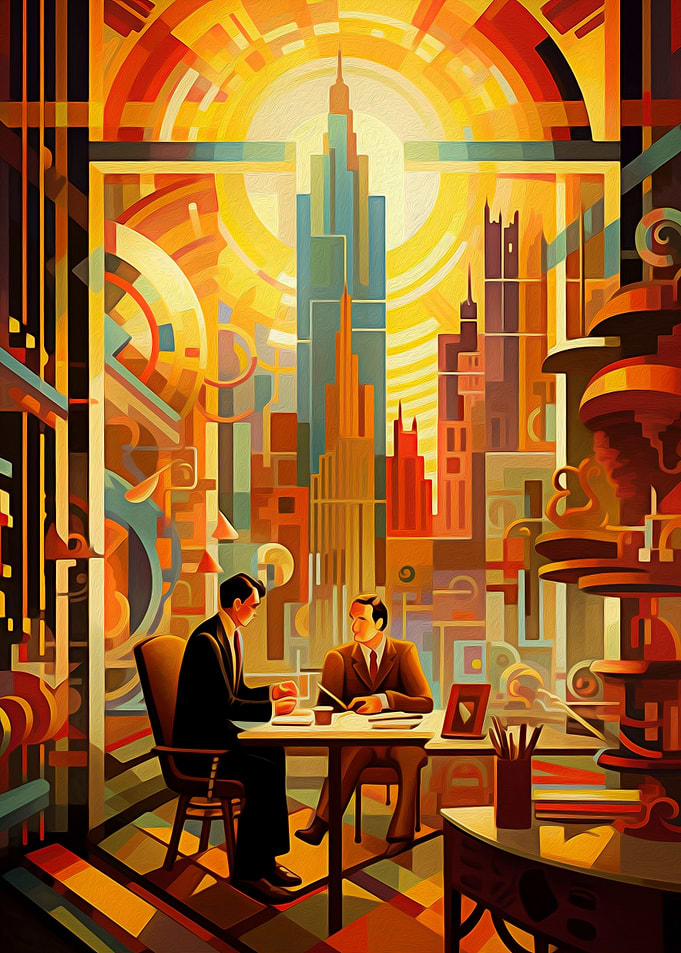 Geometric Cityscape Gold