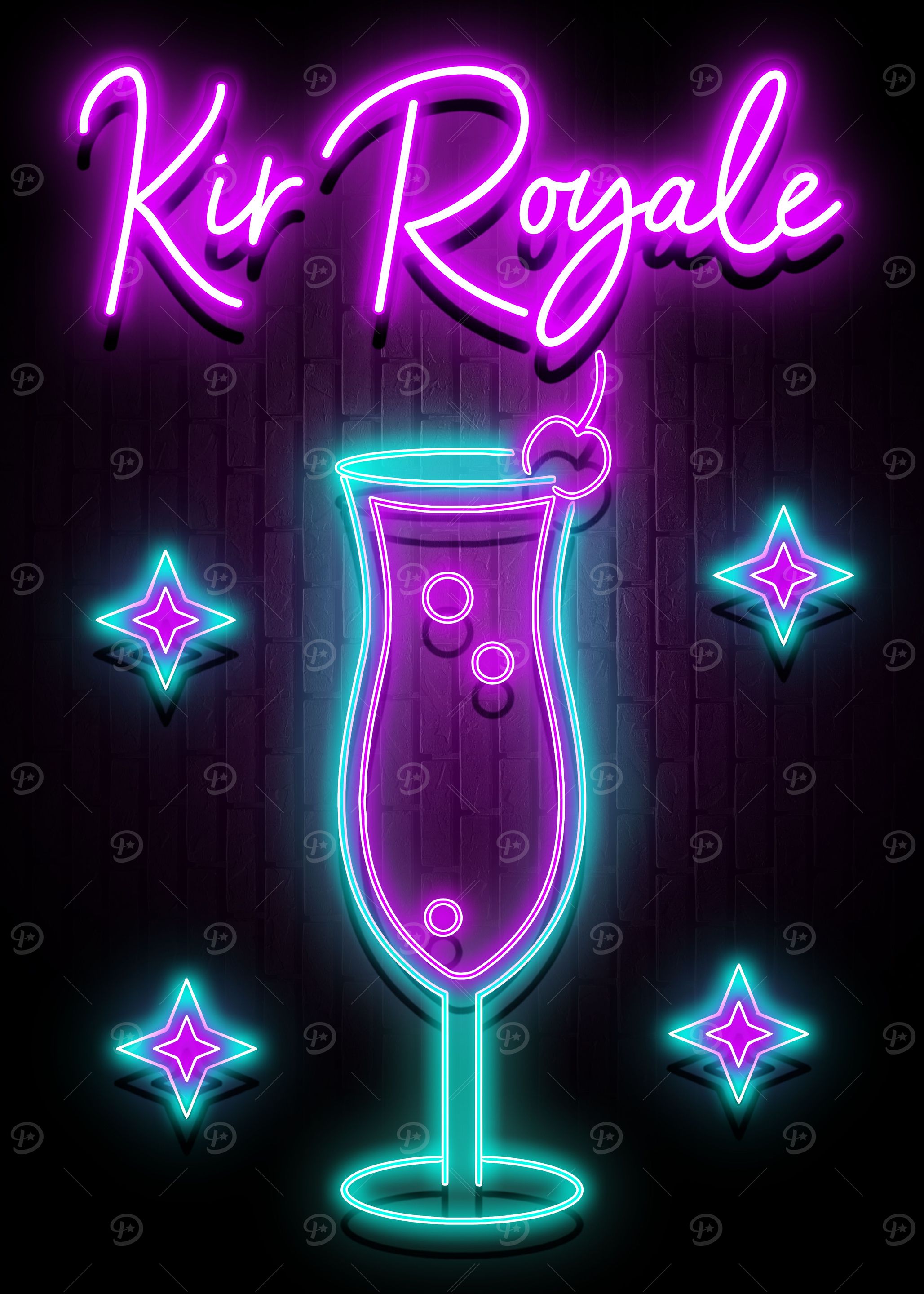 Kir Royale Cocktail Neon