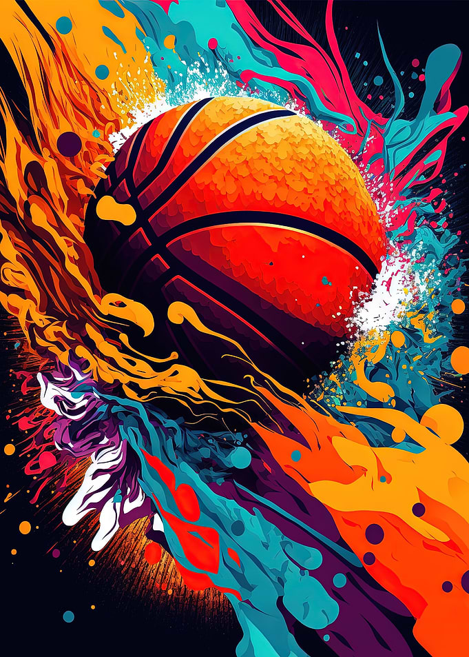 basketball with splashes