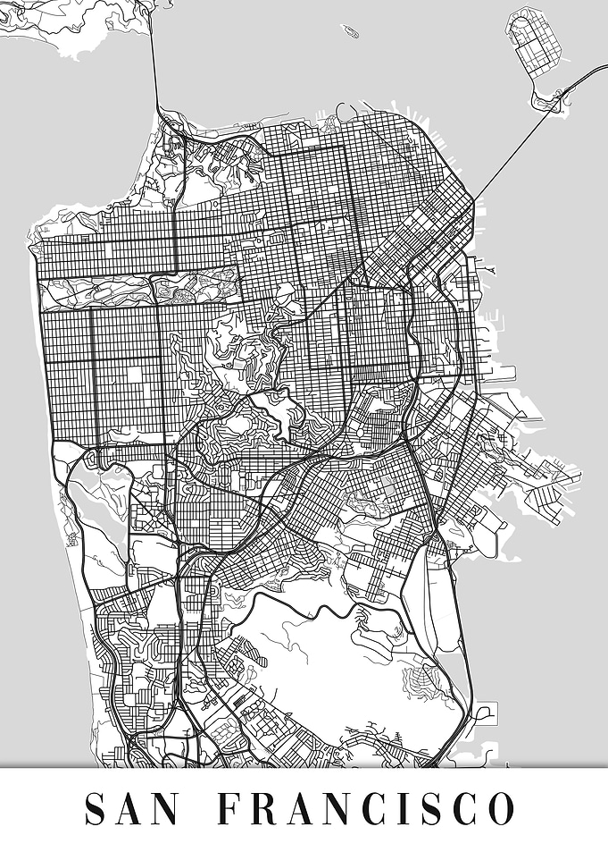 San Francisco White Map