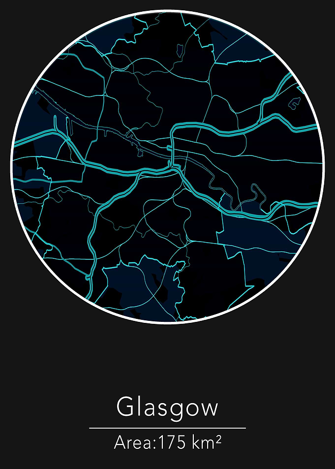 Glasgow blue round map