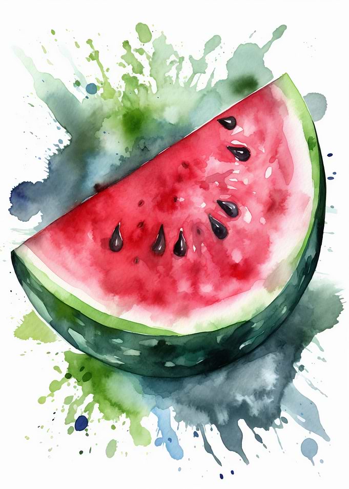 Melon Fruit Watercolor