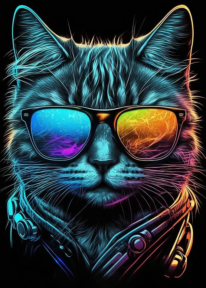 Cool Neon Cat