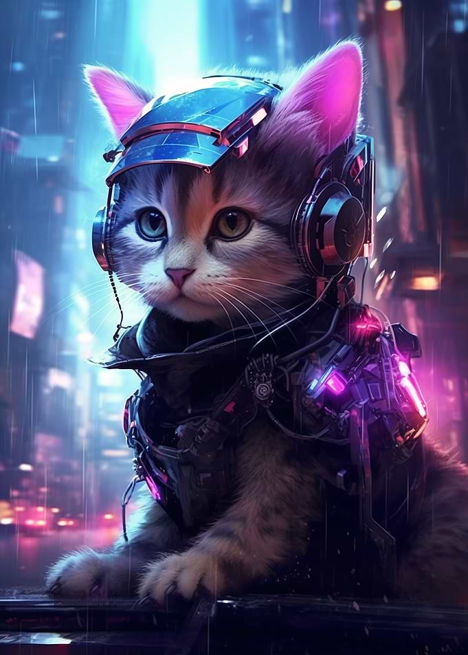 Futuristic Cyberpunk Cat
