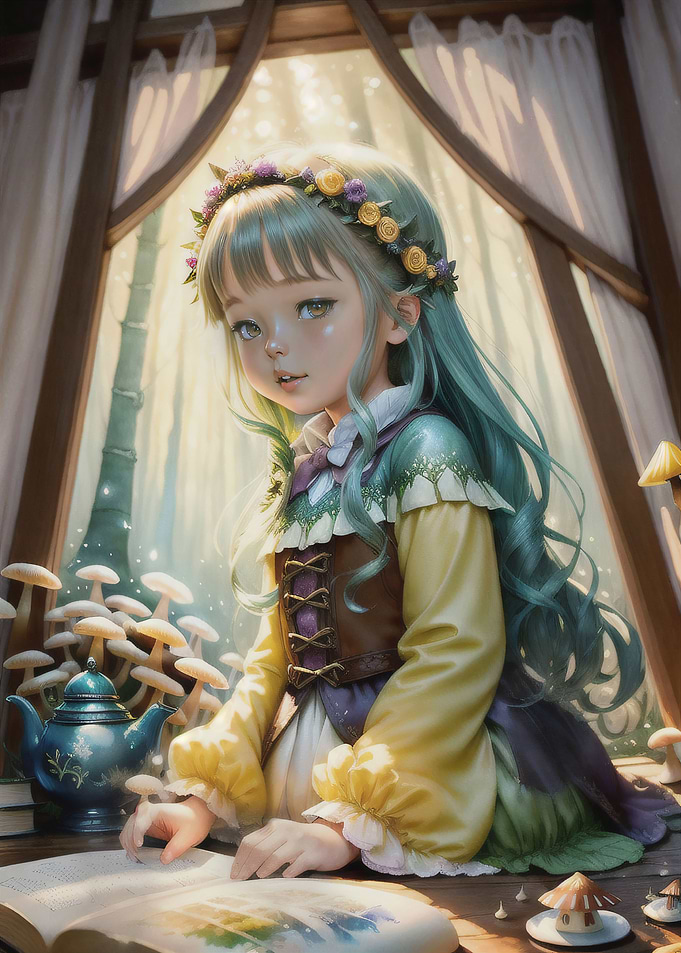 Fairy child reading