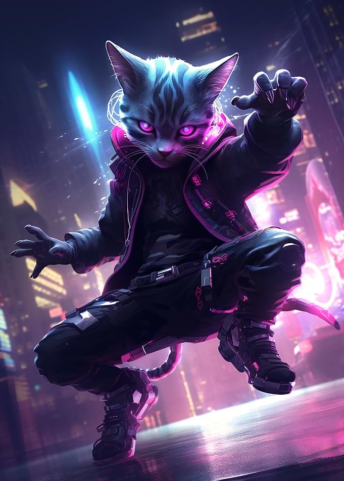 Futuristic Cyberpunk Cat
