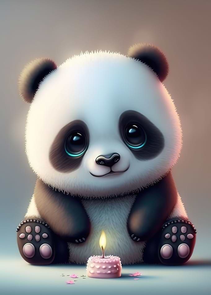 Cute baby white panda