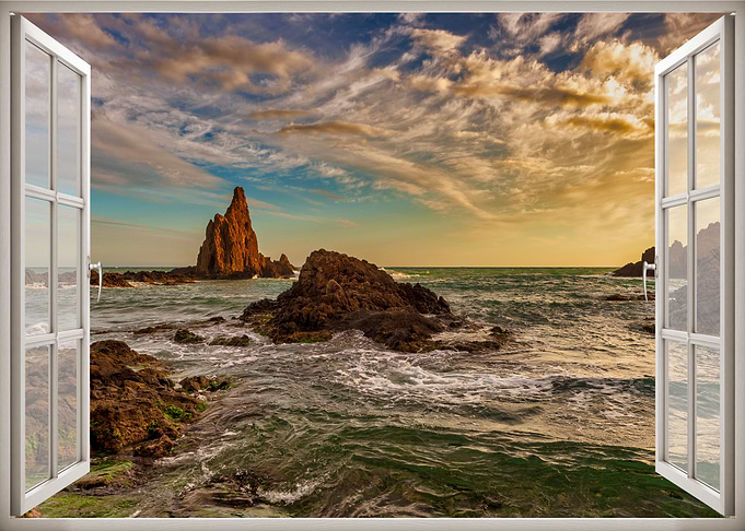 Window view sea coastal