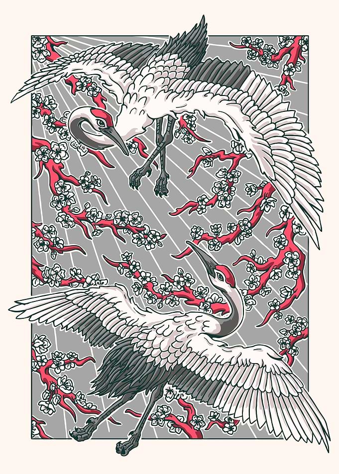 Plum Blossom Cranes