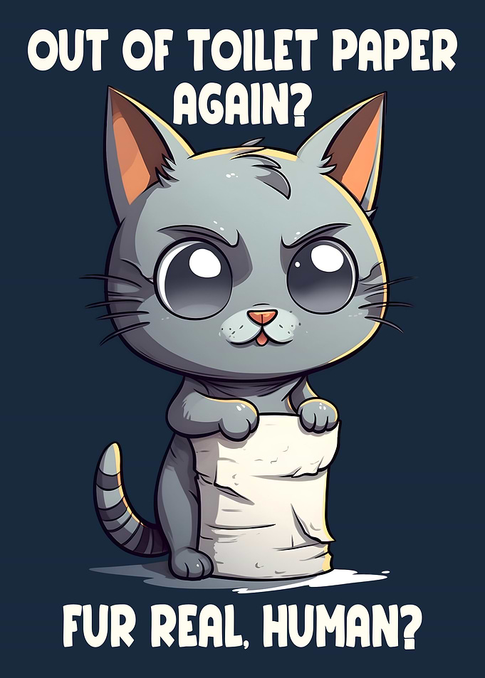 Funny Cat Bathroom Art