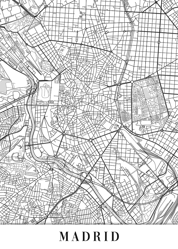 Madrid White Map