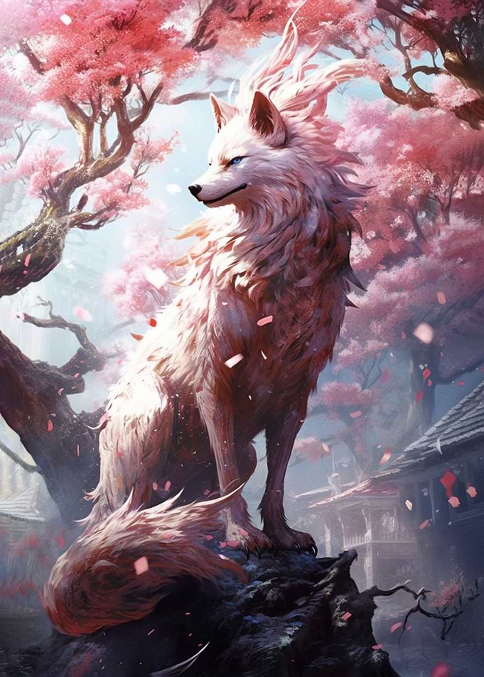 White Japanese Kitsune Fox