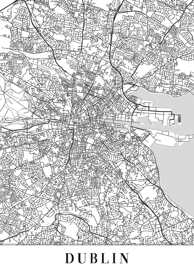 Dublin White Map