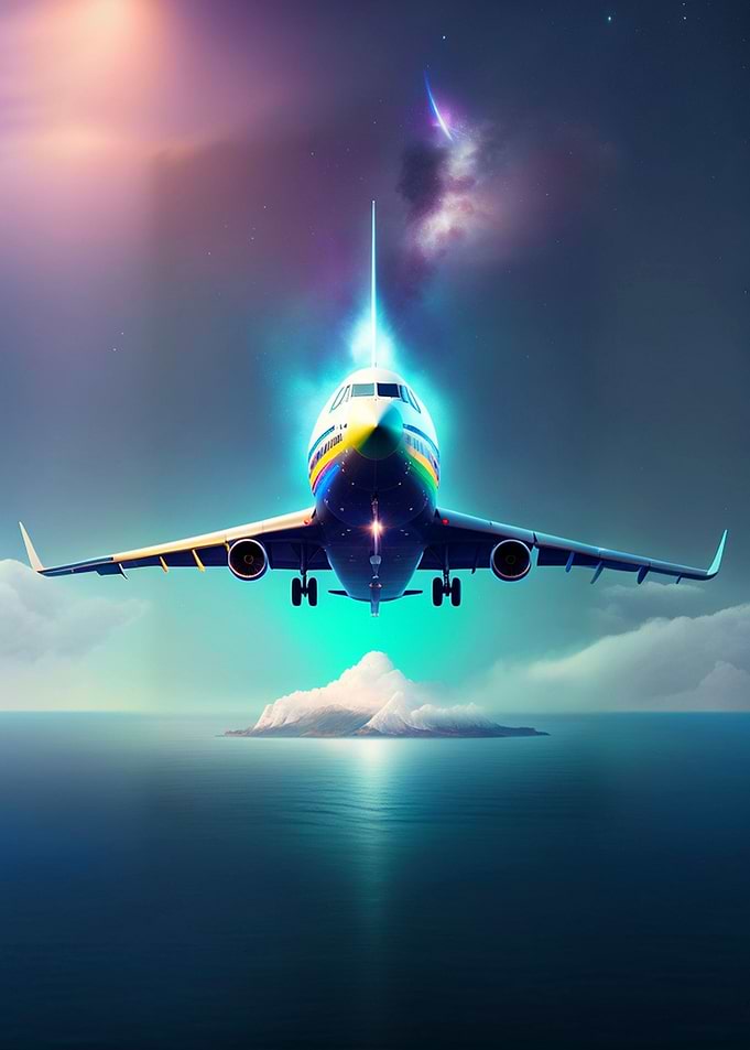 Airplane flying over Sea