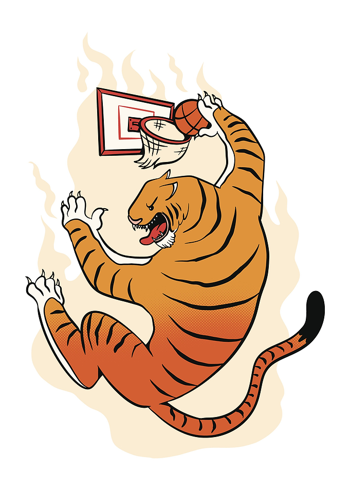 Tiger Playing Basketball