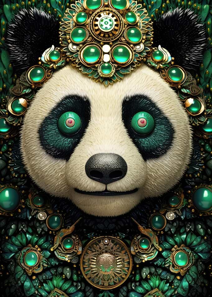Green Futurist Panda Bear
