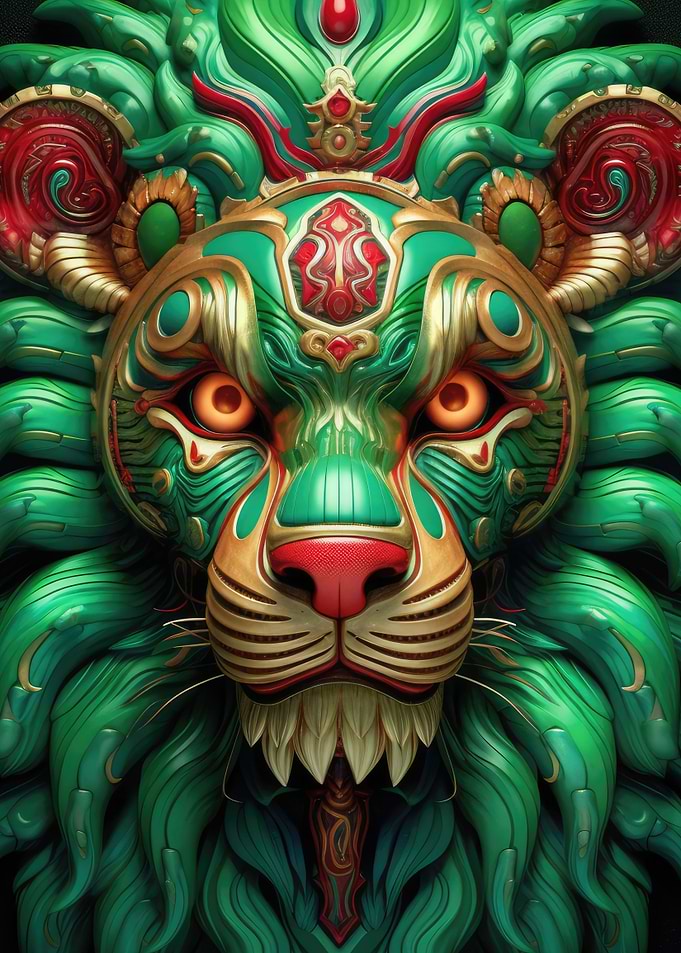 Green Futurist Lion