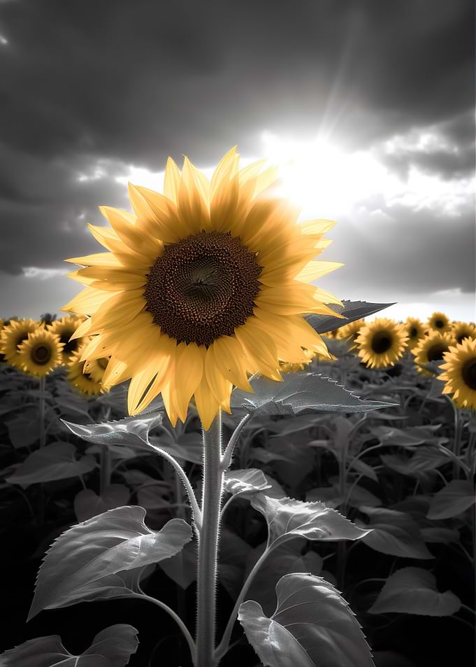 Sunflower Black White