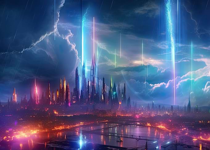 Neon Lightning Storm