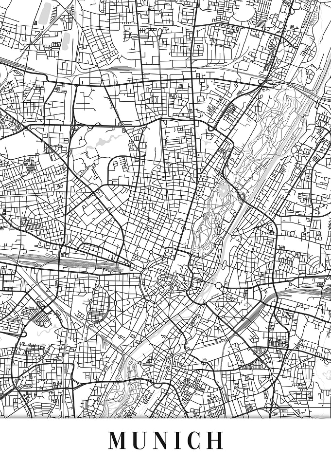 Munich White Map