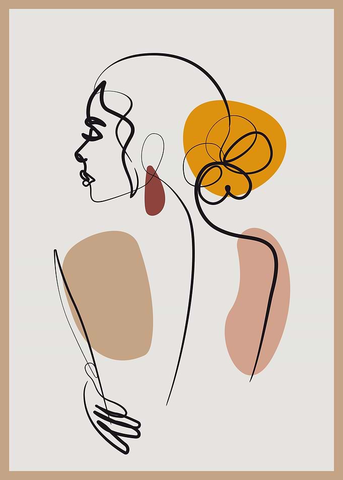One line woman portrait