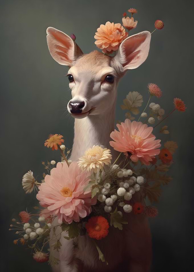 Sassy Floral Deer Stag