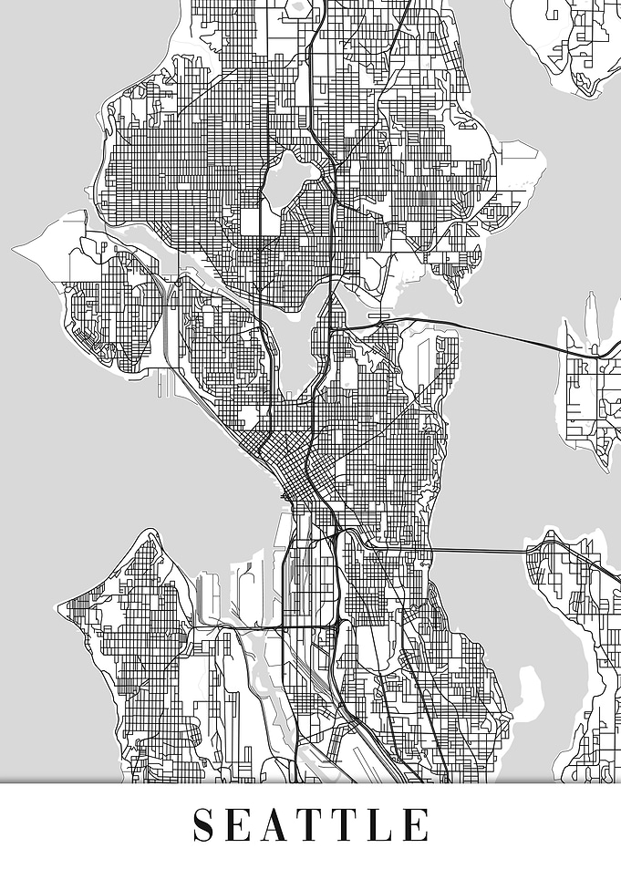 Seattle White Map