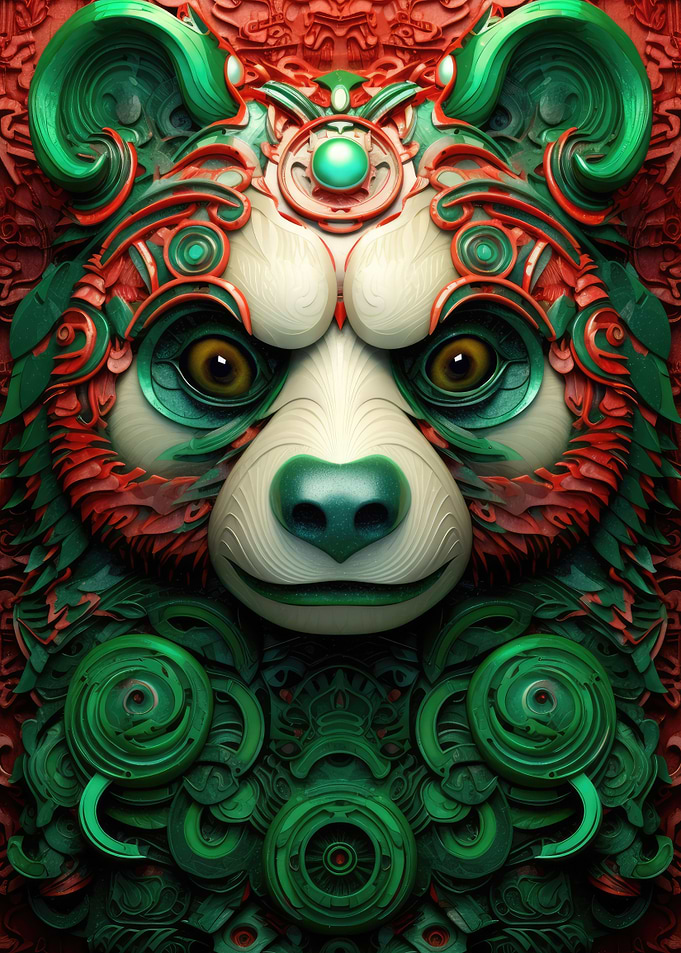 Green Futurist Panda Bear