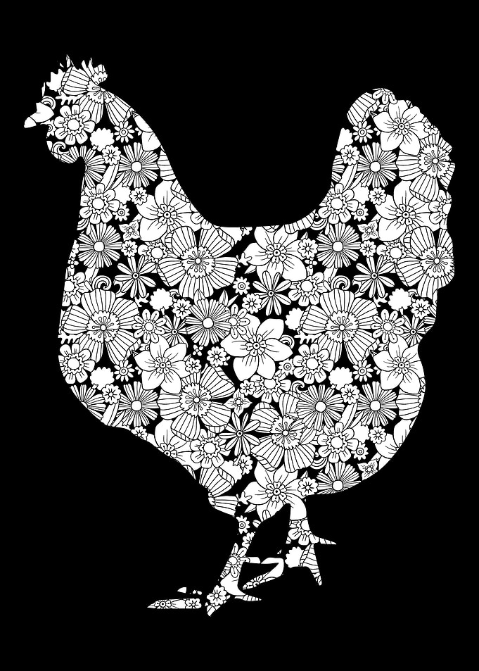 Chicken Hen Flowers