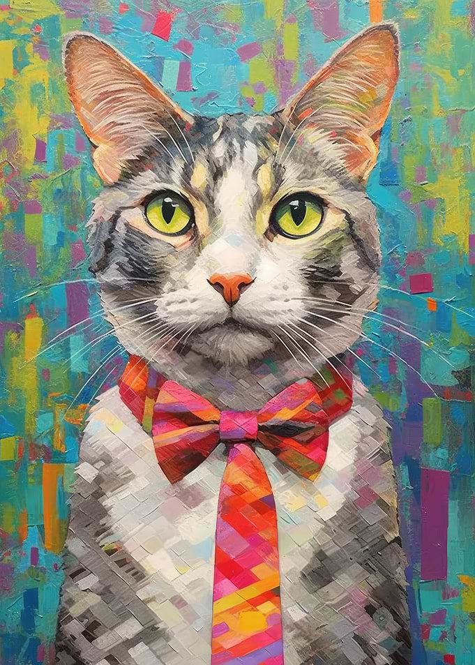 Funky Bowtie Cat Portrait