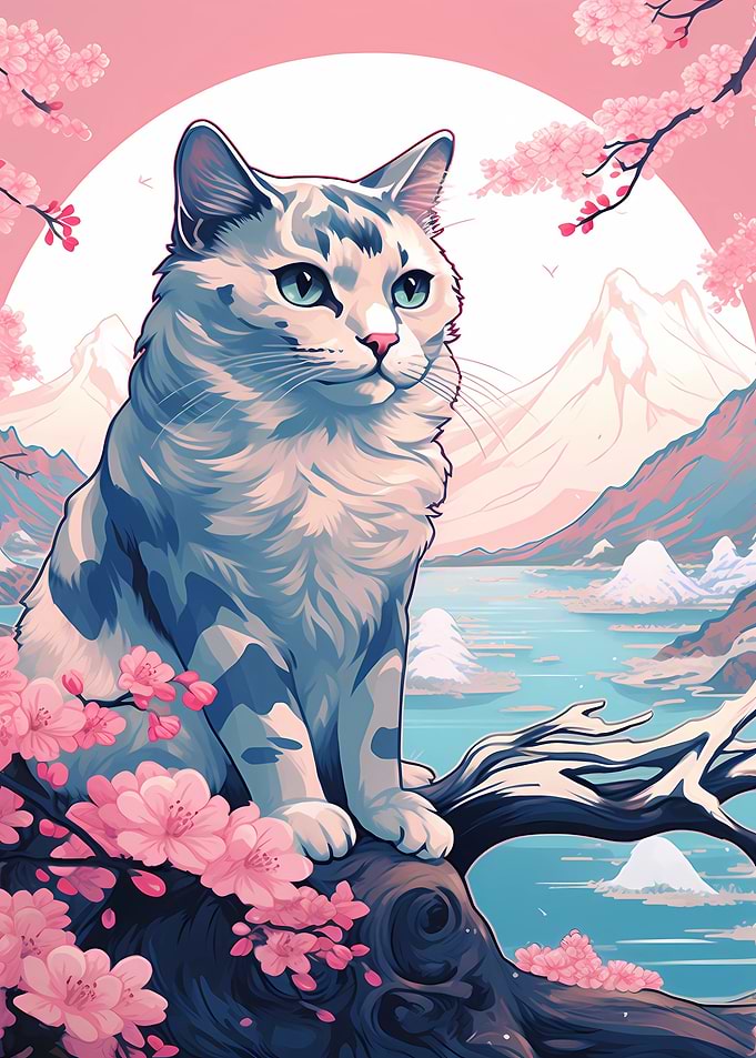 Cat Japanese Landscape