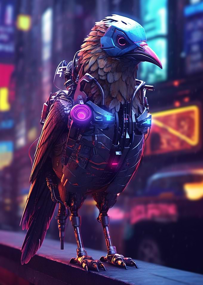 Futuristic Cyberpunk Bird