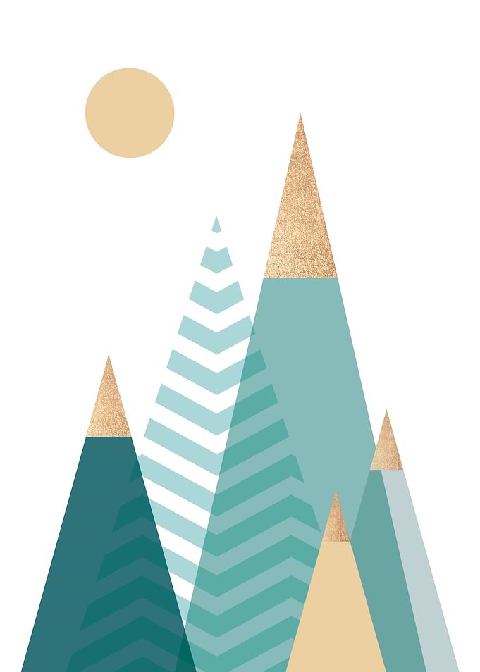 Teal Mountains Nursery Art