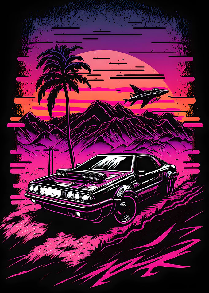 Retro Car by Sunset